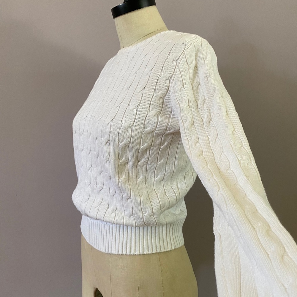Molly B white cotton cable sweater